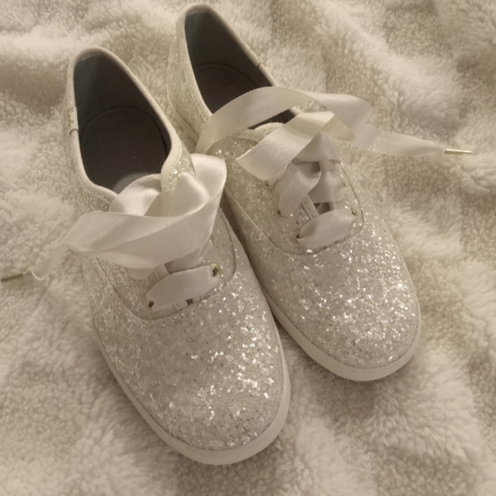 NWOT Keds × kate spade sparkly white loafers